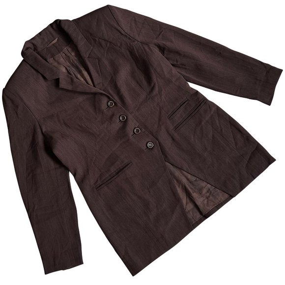 Sundazed (Germany) Viscose Blend Crêpe Weave Cutaway Coat Brown (Veronica Beard) - Picture 1 of 4